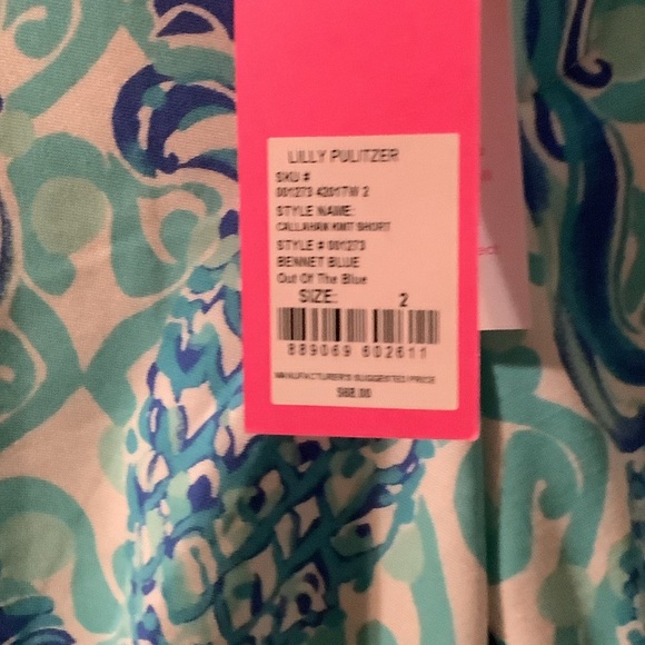 Lilly Pulitzer High‎ Waist Aqua and Blue Patterned Shorts, Callahan knit shorts - Picture 2 of 7